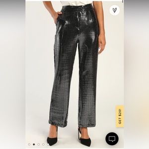 Vera Silver Black Sequin Wide Leg High Waist Trouser Pants